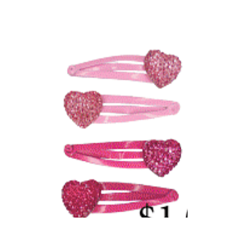 SPARKLY HEART SNAP CLIPS