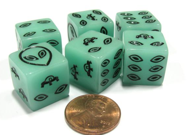 ALIEN GLOW-IN-THE-DARK DICE - sold individually