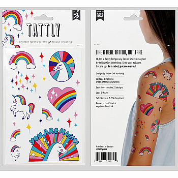 RAINBOW UNICORN TATTOO SHEET