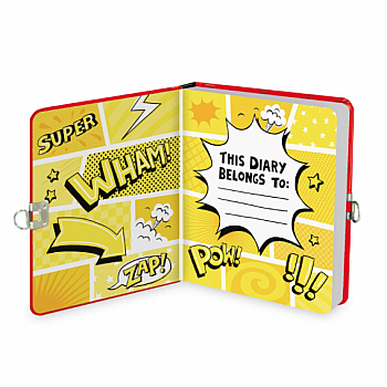 Superhero foil lock & key diary