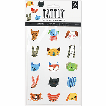 FUZZY FACES TATTOO SHEET