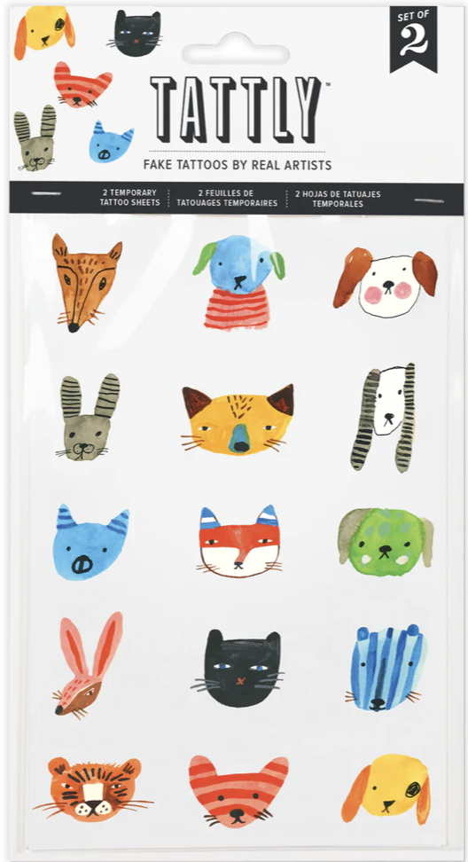 FUZZY FACES TATTOO SHEET