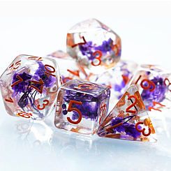 PURPLE FLOWERS RPG DICE SET
