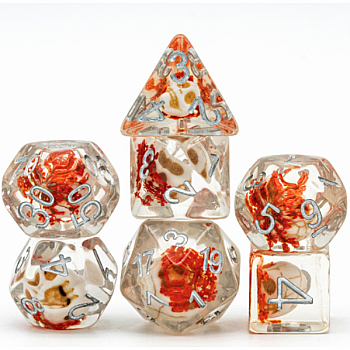 ORANGE FLOWER SKULL RPG DICE S