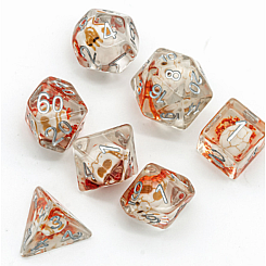 ORANGE FLOWER SKULL RPG DICE S