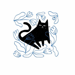 BLUE GARDEN KITTY TATTOO