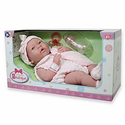 La Newborn All Vinyl Anatomically Correct Real Girl 15" Baby Doll in Pink Knit Outfit and Accessories