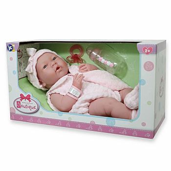 La Newborn All Vinyl Anatomically Correct Real Girl 15" Baby Doll in Pink Knit Outfit and Accessories