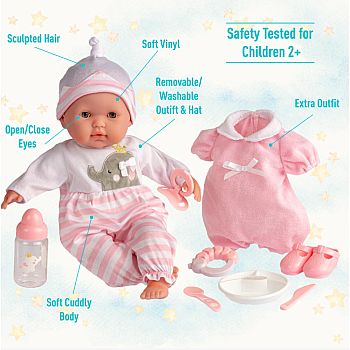 JC Toys 15" Soft Body Berenguer Boutique Baby Doll Gift Set