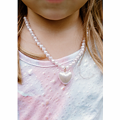 PINK PEARL HEART NECKLACE