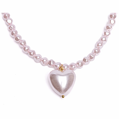 PINK PEARL HEART NECKLACE