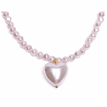 PINK PEARL HEART NECKLACE